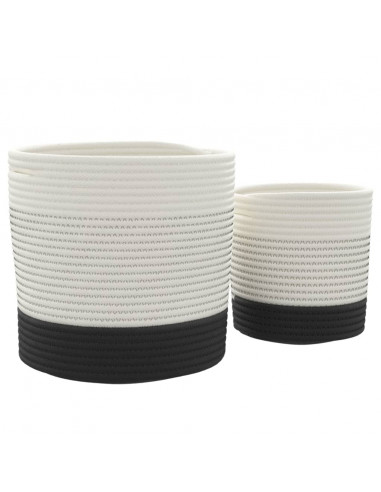 Cestini Portaoggetti 2pz Bianco e Nero in Cotone