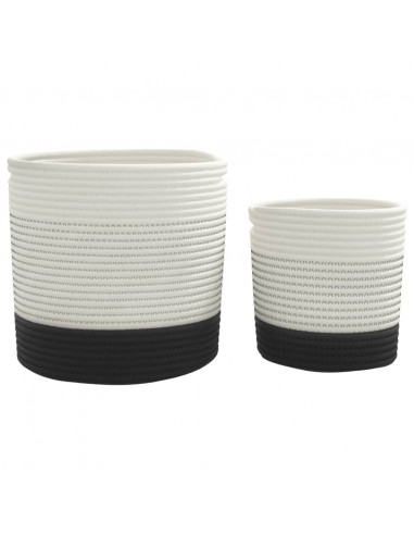 Cestini Portaoggetti 2pz Bianco e Nero in Cotone