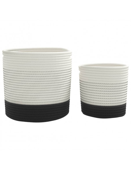 Cestini Portaoggetti 2pz Bianco e Nero in Cotone