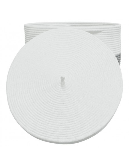 Cestino Portaoggetti con Coperchio Bianco Nero Ø40x35cm Cotone