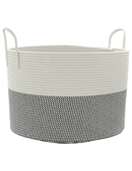 Cestino Portaoggetti Grigio e Bianco Ø51x33 cm in Cotone