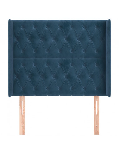 Testiera ad Orecchio Blu Scuro 93x16x118/128 cm in Velluto
