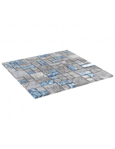 Piastrelle Mosaico 11 pz Grigio e Blu 30x30 cm in Vetro
