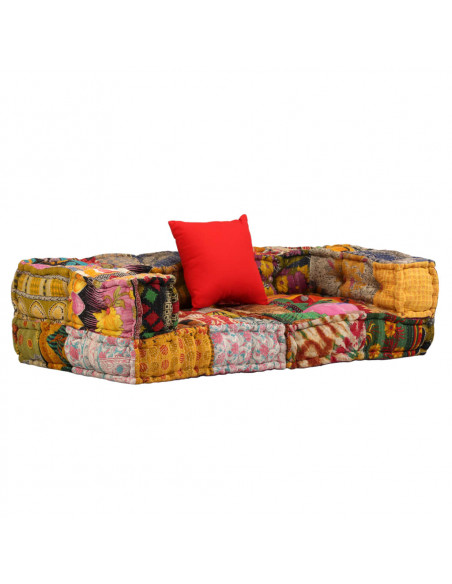 Pouf Modulare a 2 Posti in Tessuto Patchwork