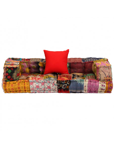 Pouf Modulare a 2 Posti in Tessuto Patchwork