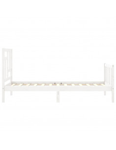 Giroletto con Testiera Bianco 90x200 cm in Legno Massello 2