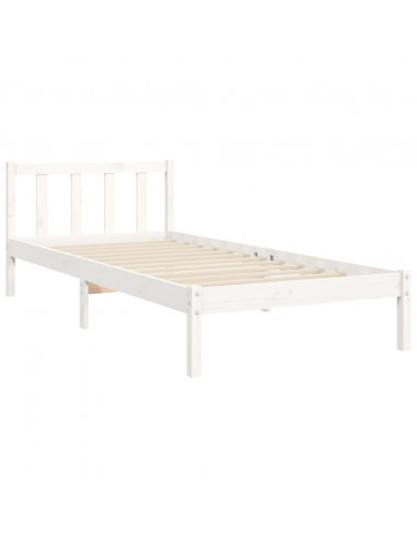 Giroletto con Testiera Bianco 90x200 cm in Legno Massello