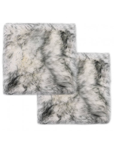 Cuscini Sedie 2pz Melange Grigio Scuro 40x40cm Pelle di Montone