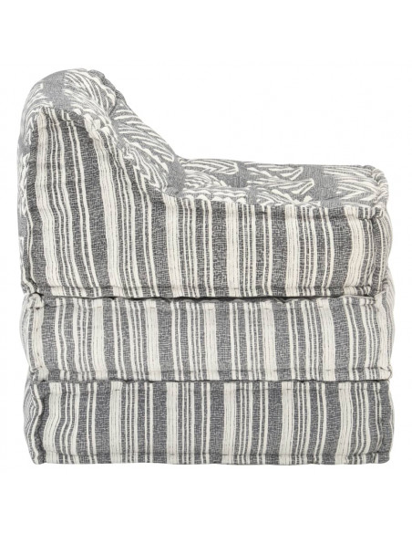 Pouf Modulare in Tessuto Grigio a Strisce