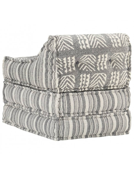 Pouf Modulare in Tessuto Grigio a Strisce