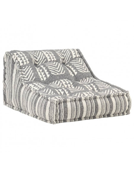 Pouf Modulare in Tessuto Grigio a Strisce