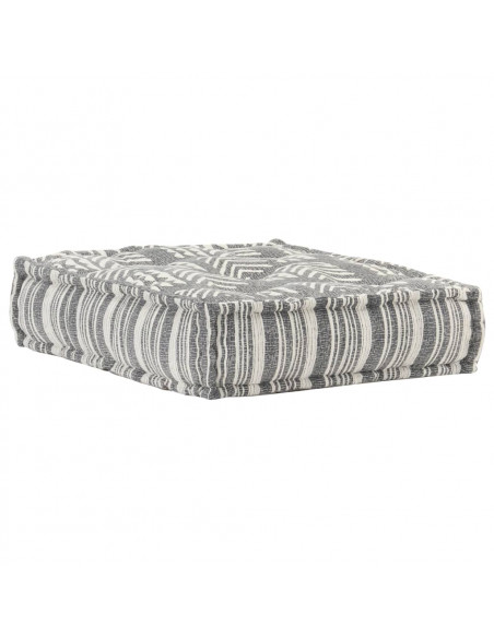 Pouf Modulare in Tessuto Grigio a Strisce
