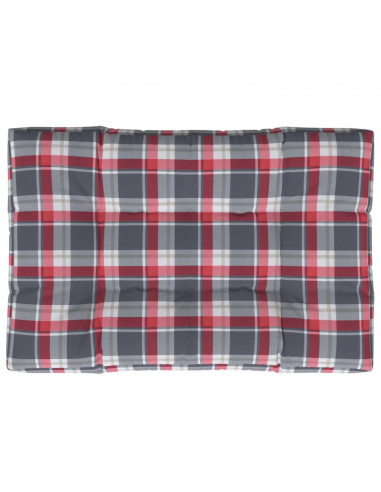 Cuscino per Pallet a Quadri Rossi 120x80x12 cm in Tessuto