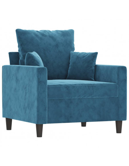 Set di Divani 4 pz con Cuscini Blu in Velluto