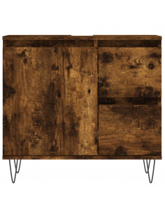 Set Mobili da Bagno 3 pz Rovere Fumo in Legno Multistrato