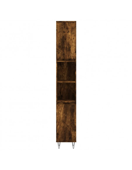 Set Mobili da Bagno 3 pz Rovere Fumo in Legno Multistrato