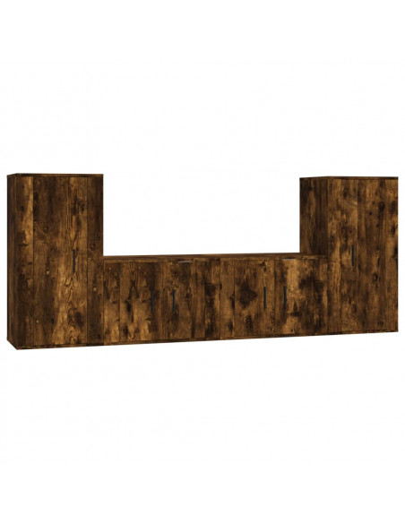 Set di Mobili Porta TV 4 pz Rovere Fumo in Legno Multistrato