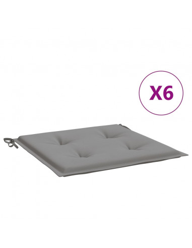 Cuscini per Sedia 6 pz Grigi 40x40x3 cm in Tessuto Oxford