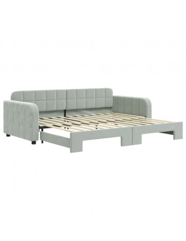 Divano Letto con Letto Estraibile Grigio Chiaro 90x200 Velluto