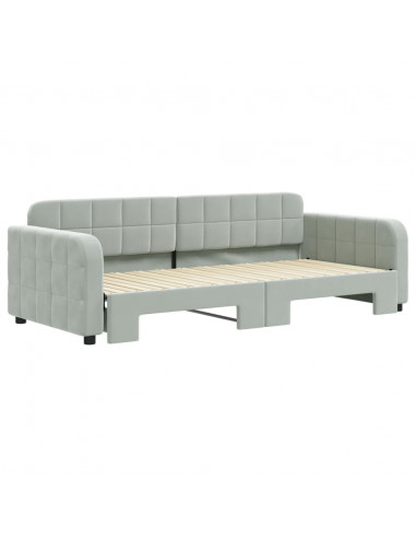 Divano Letto con Letto Estraibile Grigio Chiaro 90x200 Velluto