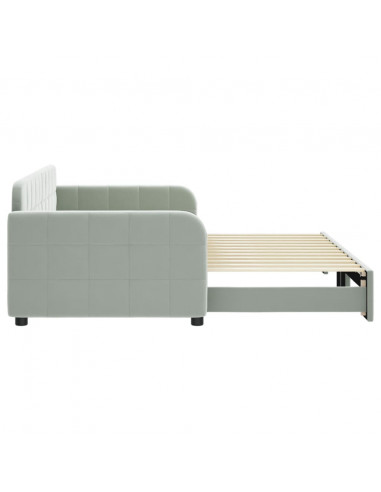 Divano Letto con Letto Estraibile Grigio Chiaro 90x200 Velluto