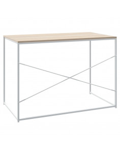 Scrivania Computer Bianca e Rovere 110x60x70 Legno Multistrato