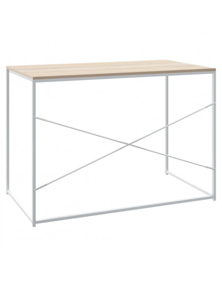 Scrivania Computer Bianca e Rovere 110x60x70 Legno Multistrato