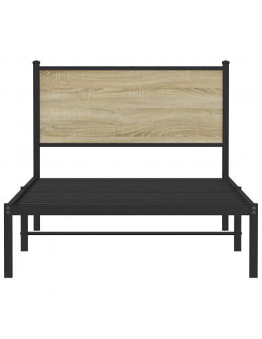 Giroletto con Testiera in Metallo Rovere Sonoma 100x190 cm