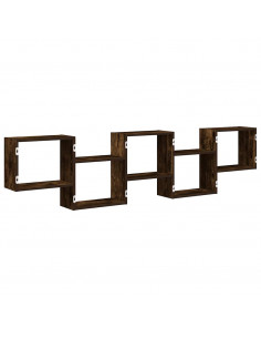 Mensola a Cubo da Parete 5 Scomparti in Truciolato Rovere Fumo