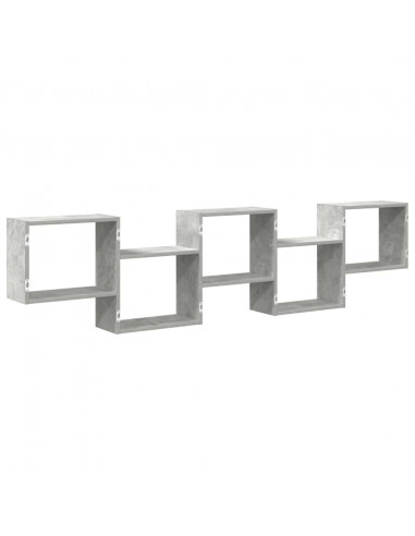 Mensola a Cubo da Parete 5 Scomparti Truciolato Grigio Cemento