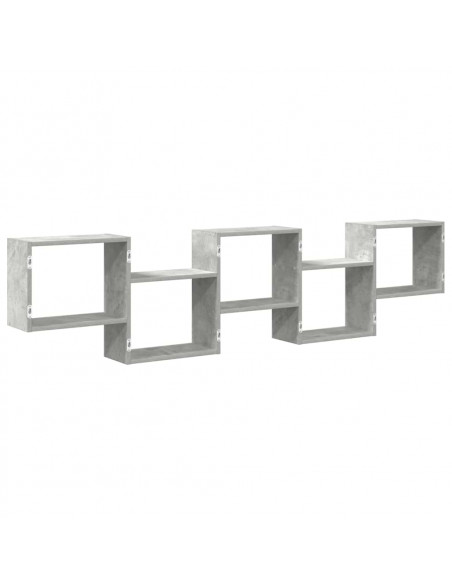 Mensola a Cubo da Parete 5 Scomparti Truciolato Grigio Cemento