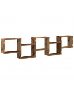 Mensola a Cubo da Parete 5 Scomparti Truciolato Legno Antico