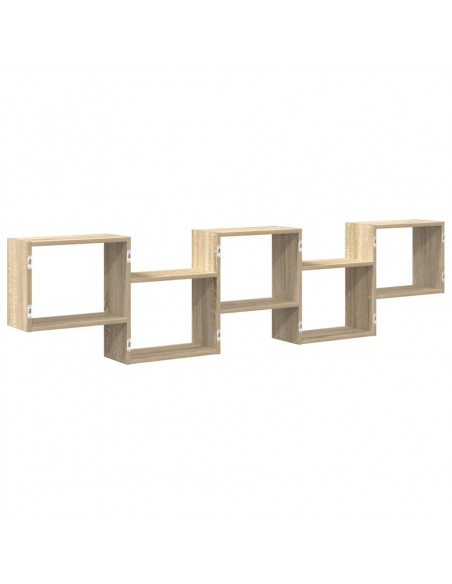 Mensola a Cubo da Parete 5 Scomparti Truciolato Rovere Sonoma