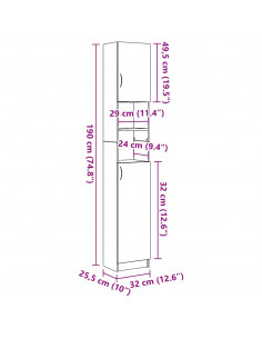 Mobile da Bagno Legno Antico 32x25,5x190 cm in Truciolato
