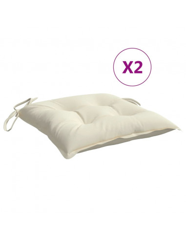 Cuscini per Sedia 2pz Bianco Crema 40x40x7 cm in Tessuto Oxford