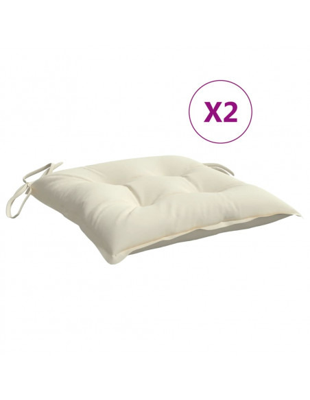 Cuscini per Sedia 2pz Bianco Crema 40x40x7 cm in Tessuto Oxford