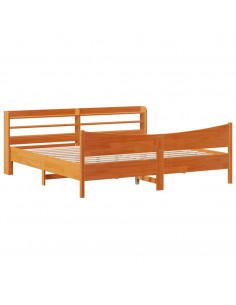 Giroletto con Testiera Marrone Cera 200x200 cm Massello Pino 2