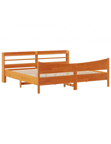 Giroletto con Testiera Marrone Cera 200x200 cm Massello Pino