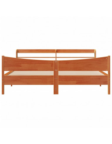 Giroletto con Testiera Marrone Cera 200x200 cm Massello Pino