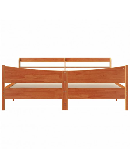 Giroletto con Testiera Marrone Cera 200x200 cm Massello Pino