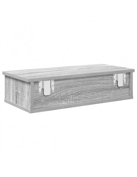 Scaffale a Parete con Cassetti Grigio 60x25x15 cm in Truciolato