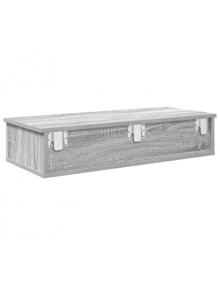 Scaffale a Parete con Cassetti Grigio 80x31x17 cm in Truciolato