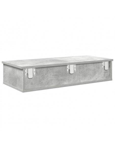 Scaffale a Parete con Cassetti Grigio 80x31x17 cm in Truciolato