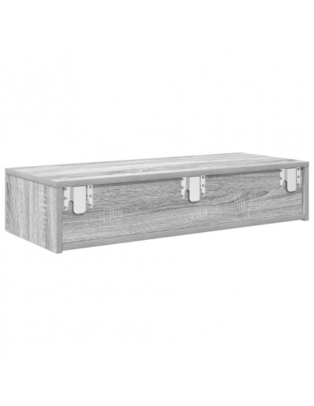 Scaffale a Parete con Cassetti Grigio 80x33x17 cm in Truciolato