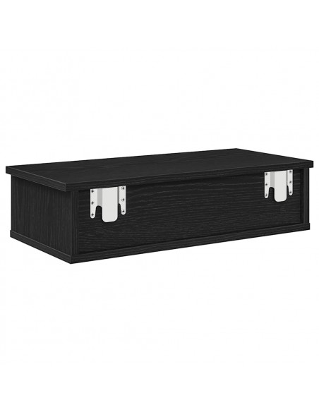 Scaffale a Parete con Cassetti Nero 60x25x15 cm in Truciolato