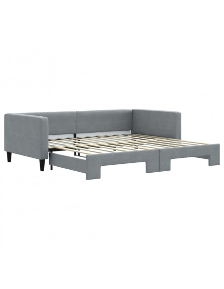 Divano Letto con Letto Estraibile Grigio Chiaro 100x200 Tessuto