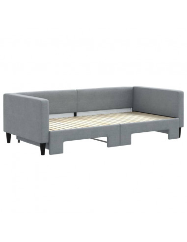 Divano Letto con Letto Estraibile Grigio Chiaro 100x200 Tessuto