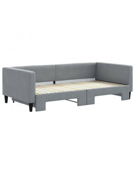 Divano Letto con Letto Estraibile Grigio Chiaro 100x200 Tessuto