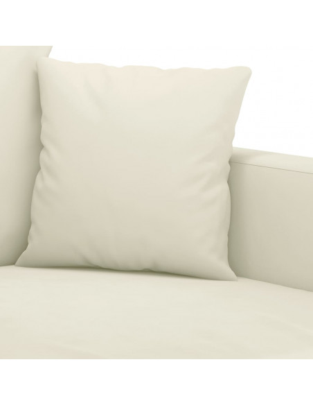 Set di Divani 3 pz con Cuscini Crema in Velluto
