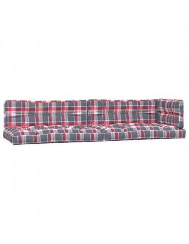 Cuscini per Pallet 5 pz Rossi a Quadri in Tessuto